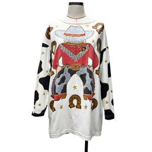 Vintage Fun Art One Size Cowboy Graphic Print 90s Shirt